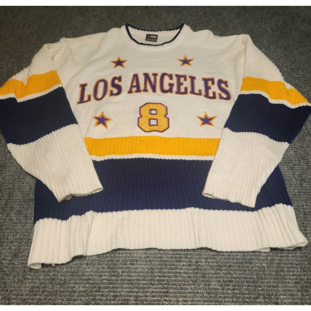 NOTE Los Angeles Lakers 8 Knit Sweater Mens 3XL White‎ Purple Gold Kobe Bryant